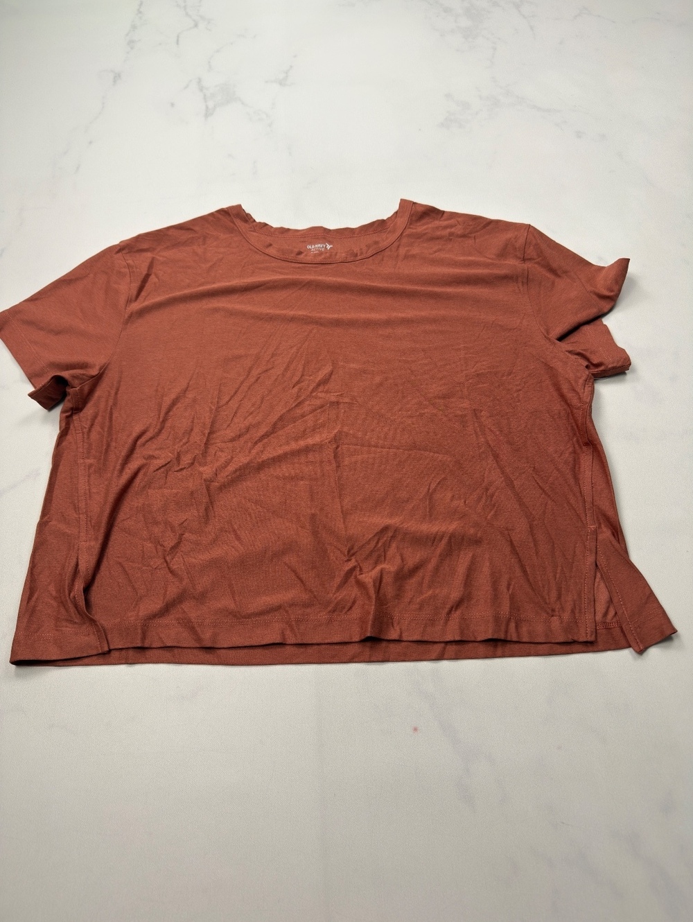 Old Navy Active T Shirt Rust 2010s Minimalist Cropped Fit - Womens M